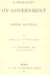 Capa do livro A Fragment on Government, Jeremy Bentham