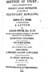 Capa do livro Defence of Usury, Jeremy Bentham